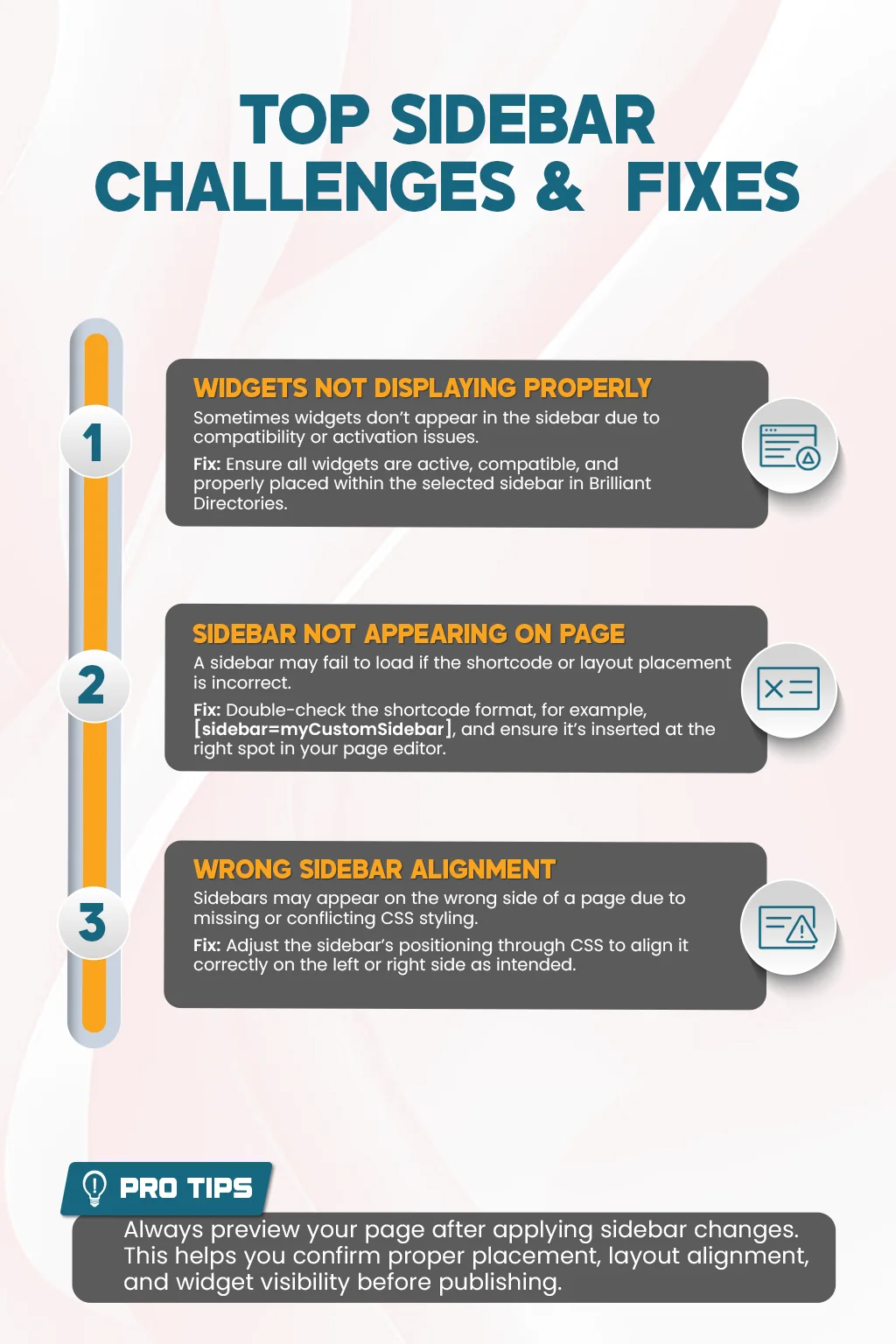 top sidebar challenges and fixes brilliant directories infographic